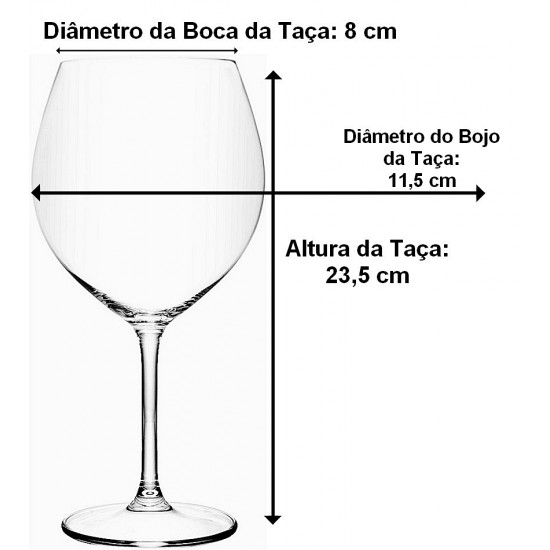Jogo 6 Taças 750ml Crex em Cristal Ecológico Bohemia